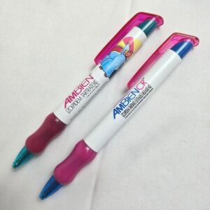 2 Ambien Pens Medical Pharmaceutical Drug Rep Promo, Pink Grips, Black Ink